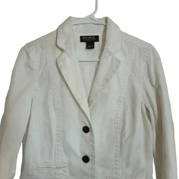 Eddie Bauer Women's Winter White Cotton Blazer Jacket NEW - Picture 3 of 11